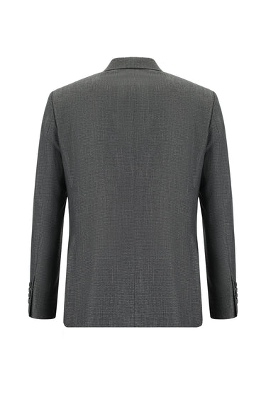 Orta Füme Slim Fit Dar Kesim Klasik Desenli Takım Elbise