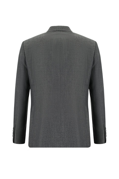 Orta Füme 7 Drop Slim Fit Dar Kesim Desenli Takım Elbise