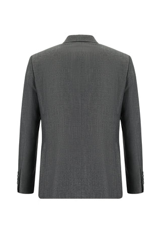  Orta Füme 7 Drop Slim Fit Dar Kesim Desenli Takım Elbise