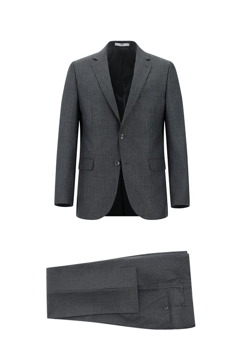 Koyu Füme 4 Drop Relaxed Fit Rahat Kesim Desenli Takım Elbise