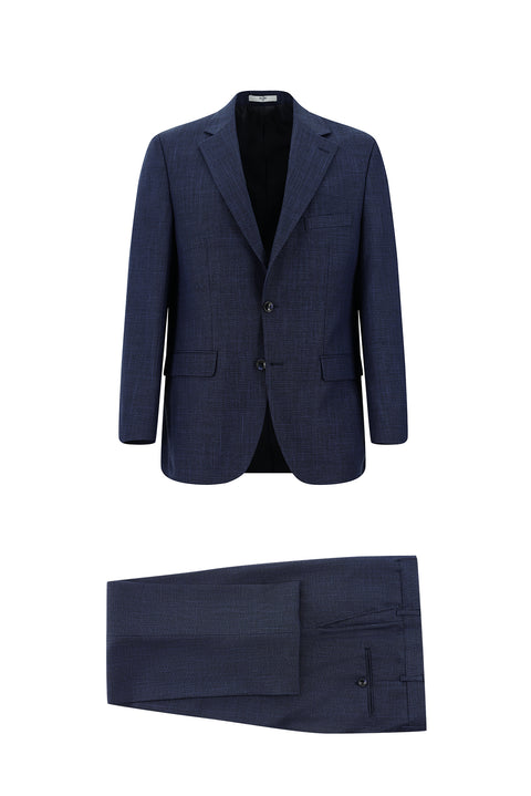 Açık Lacivert 4 Drop Relaxed Fit Rahat Kesim Desenli Takım Elbise