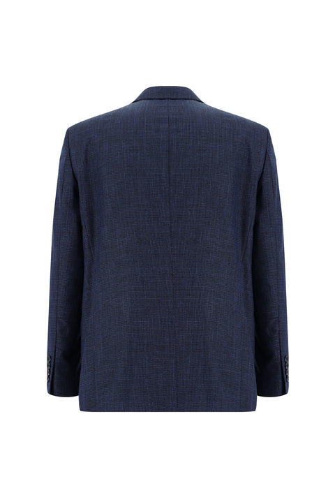 Açık Lacivert 4 Drop Relaxed Fit Rahat Kesim Desenli Takım Elbise