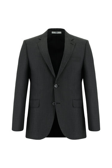 Koyu Antrasit 4 Drop Relaxed Fit Rahat Kesim Desenli Takım Elbise