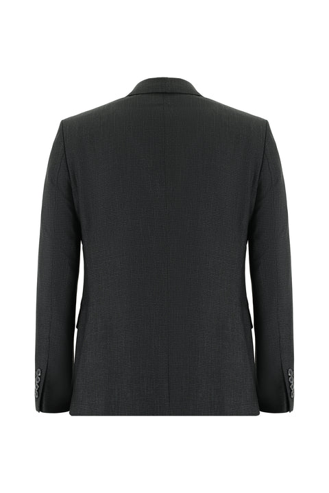 Koyu Antrasit 7 Drop Slim Fit Dar Kesim Desenli Takım Elbise