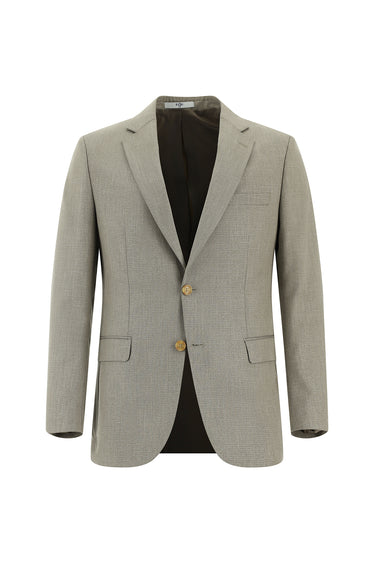 Açık Vizon Slim Fit Dar Kesim Klasik Desenli Takım Elbise