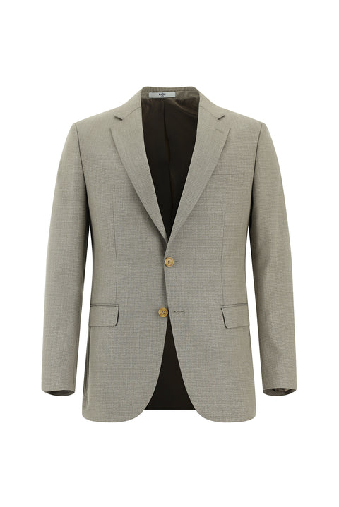 Açık Vizon 6 Drop Regular Fit Standart Kesim Desenli Takım Elbise