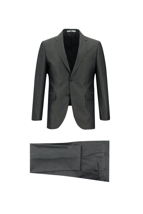 Orta Füme 7 Drop Slim Fit Dar Kesim Desenli Takım Elbise