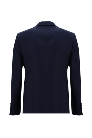 Koyu Lacivert Slim Fit Dar Kesim Klasik Desenli Takım Elbise