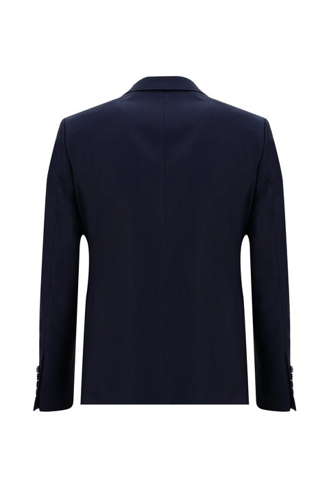 Koyu Lacivert 7 Drop Slim Fit Dar Kesim Desenli Takım Elbise