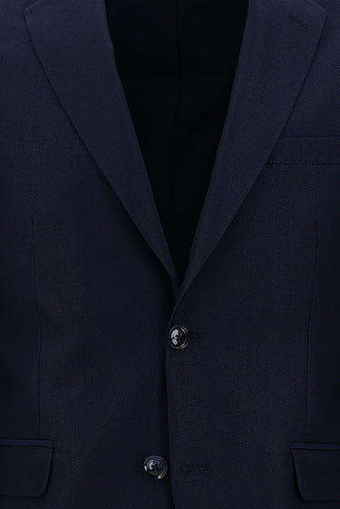 Koyu Lacivert Slim Fit Dar Kesim Klasik Desenli Takım Elbise
