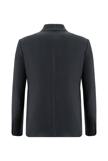 Koyu Antrasit Slim Fit Dar Kesim Klasik Desenli Takım Elbise