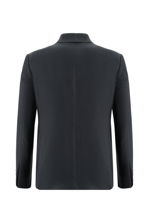 Koyu Antrasit 7 Drop Slim Fit Dar Kesim Desenli Takım Elbise