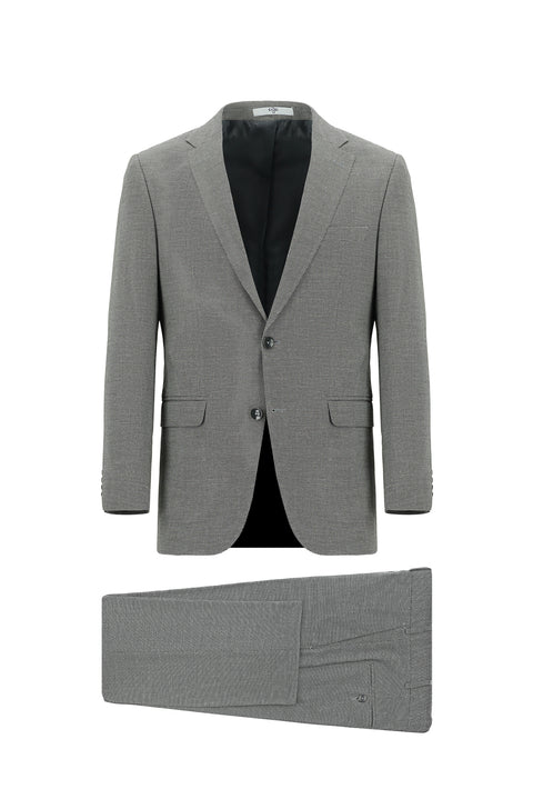 Açık Füme 7 Drop Slim Fit Dar Kesim Desenli Takım Elbise