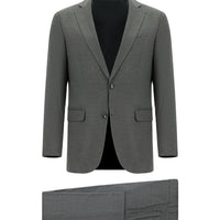 Orta Füme Super Slim Fit Ekstra Dar Kesim Klasik Desenli Takım Elbise