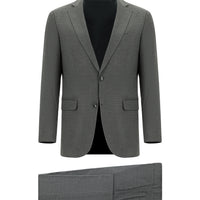 Orta Füme 7 Drop Super Slim Fit Eksra Dar Kesim Desenli Takım Elbise