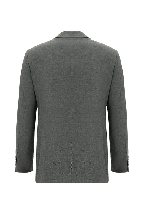 Orta Füme 7 Drop Slim Fit Dar Kesim Desenli Takım Elbise