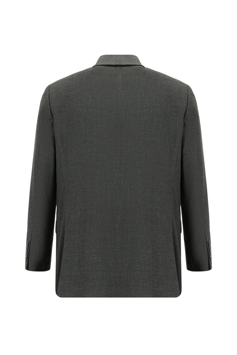 Koyu Füme 4 Drop Relaxed Fit Rahat Kesim Desenli Takım Elbise