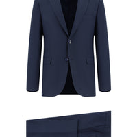 Orta Lacivert Slim Fit Dar Kesim Klasik Desenli Takım Elbise