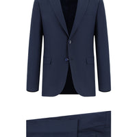 Orta Lacivert 7 Drop Super Slim Fit Eksra Dar Kesim Desenli Takım Elbise
