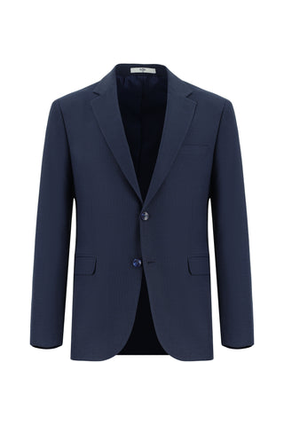  Orta Lacivert Slim Fit Dar Kesim Klasik Desenli Takım Elbise