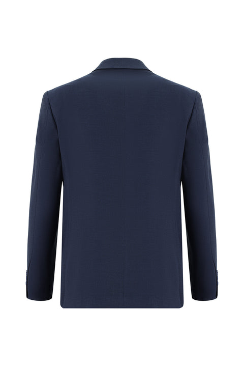 Orta Lacivert 7 Drop Super Slim Fit Eksra Dar Kesim Desenli Takım Elbise