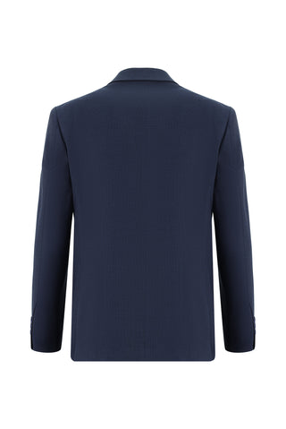  Orta Lacivert Slim Fit Dar Kesim Klasik Desenli Takım Elbise