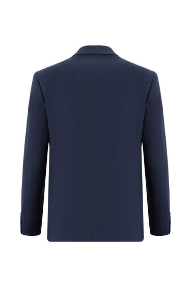  Orta Lacivert Slim Fit Dar Kesim Klasik Desenli Takım Elbise