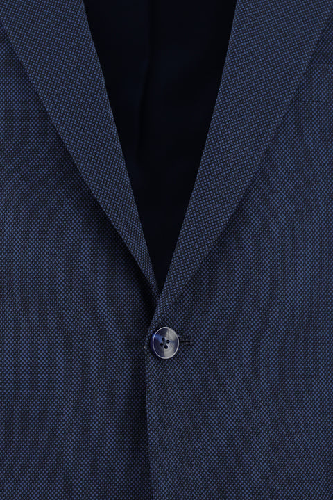 Orta Lacivert 7 Drop Slim Fit Dar Kesim Desenli Takım Elbise