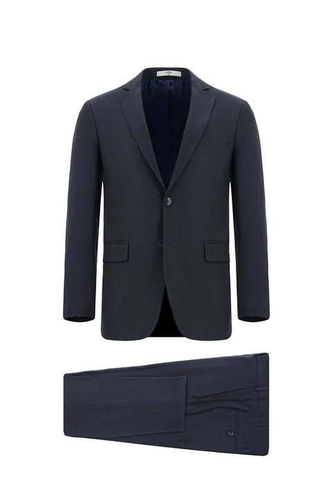 Koyu Lacivert 7 Drop Slim Fit Dar Kesim Desenli Takım Elbise