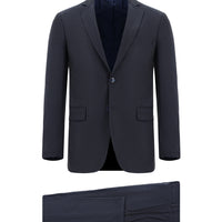 Koyu Lacivert 7 Drop Super Slim Fit Eksra Dar Kesim Desenli Takım Elbise