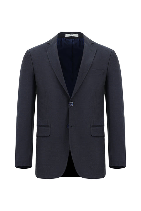 Koyu Lacivert 7 Drop Slim Fit Dar Kesim Desenli Takım Elbise