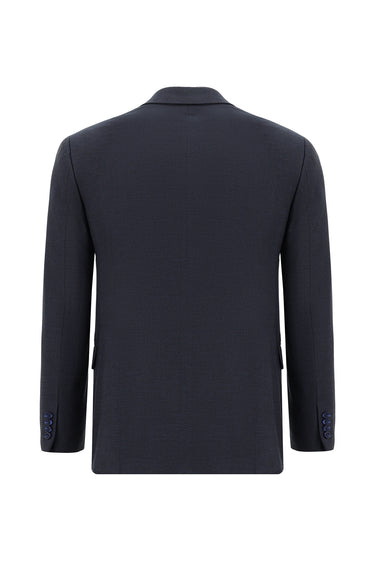 Koyu Lacivert 4 Drop Relaxed Fit Rahat Kesim Desenli Takım Elbise