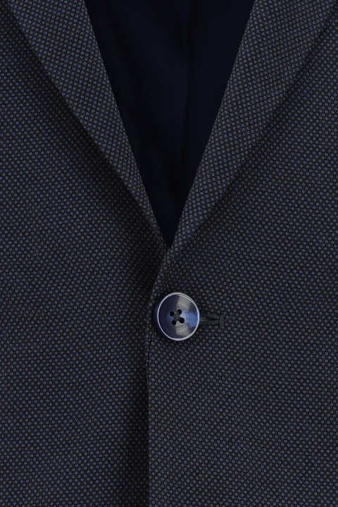 Koyu Lacivert 7 Drop Slim Fit Dar Kesim Desenli Takım Elbise