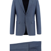 Koyu Mavi  7 Drop Slim Fit Dar Kesim Desenli Takım Elbise