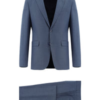 Koyu Mavi  7 Drop Super Slim Fit Eksra Dar Kesim Desenli Takım Elbise