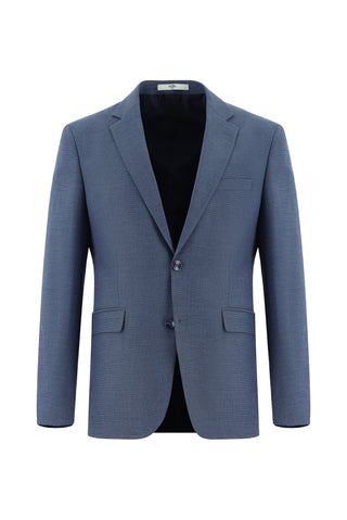  Koyu Mavi  7 Drop Slim Fit Dar Kesim Desenli Takım Elbise