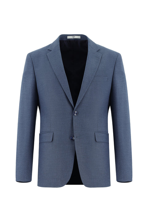 Koyu Mavi  7 Drop Slim Fit Dar Kesim Desenli Takım Elbise