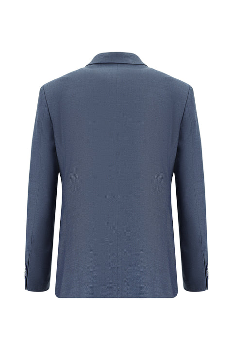 Koyu Mavi  4 Drop Relaxed Fit Rahat Kesim Desenli Takım Elbise