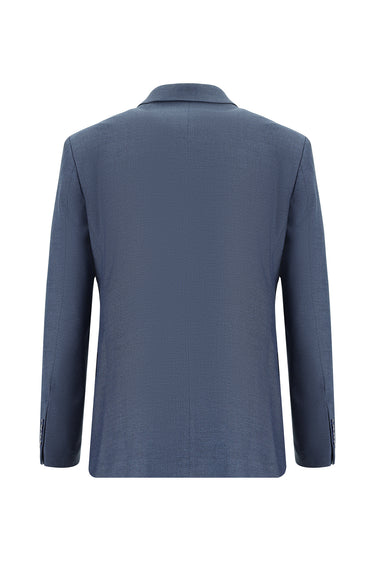 Koyu Mavi  Slim Fit Dar Kesim Klasik Desenli Takım Elbise