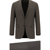 Orta Kahve Super Slim Fit Ekstra Dar Kesim Klasik Desenli Takım Elbise