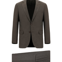 Medium Brown 7 Drop Slim Fit Patterned Suit