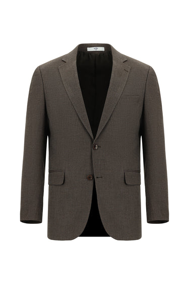 Orta Kahve 7 Drop Super Slim Fit Eksra Dar Kesim Desenli Takım Elbise