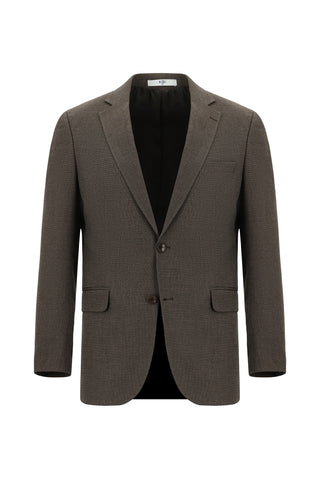  Orta Kahve Regular Fit Klasik Desenli Takım Elbise