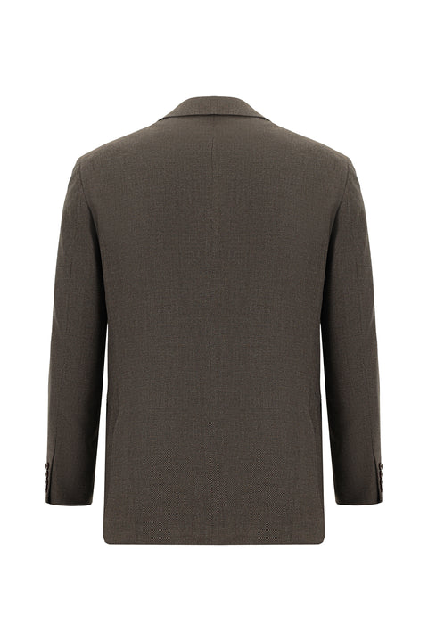 Orta Kahve 7 Drop Super Slim Fit Eksra Dar Kesim Desenli Takım Elbise