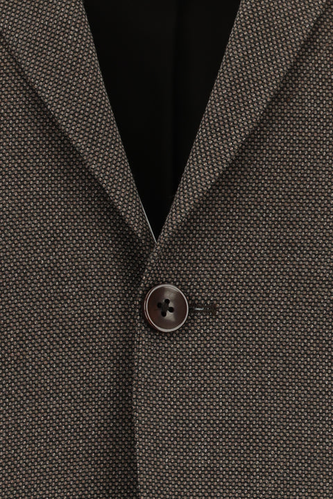 Medium Brown 4 Drop Relaxed Fit Patterned Suit