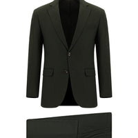 Koyu Haki Super Slim Fit Ekstra Dar Kesim Klasik Desenli Takım Elbise