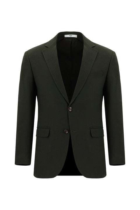 Dark Khaki 4-Drop Relaxed Fit Patterned Suit