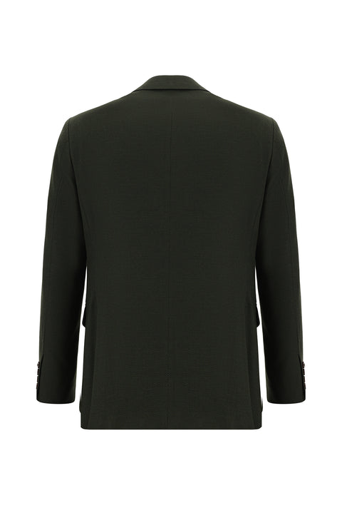 Koyu Haki 7 Drop Slim Fit Dar Kesim Desenli Takım Elbise