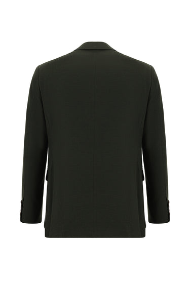 Koyu Haki 4 Drop Relaxed Fit Rahat Kesim Desenli Takım Elbise