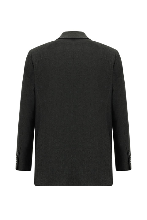 Koyu Antrasit 7 Drop Super Slim Fit Eksra Dar Kesim Desenli Takım Elbise